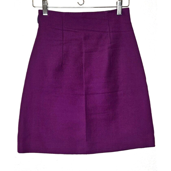 Miu Miu Womens Mini A Line Skirt 38 Purple High Rise Side Zip Cotton Italy US 2 - Picture 1 of 10